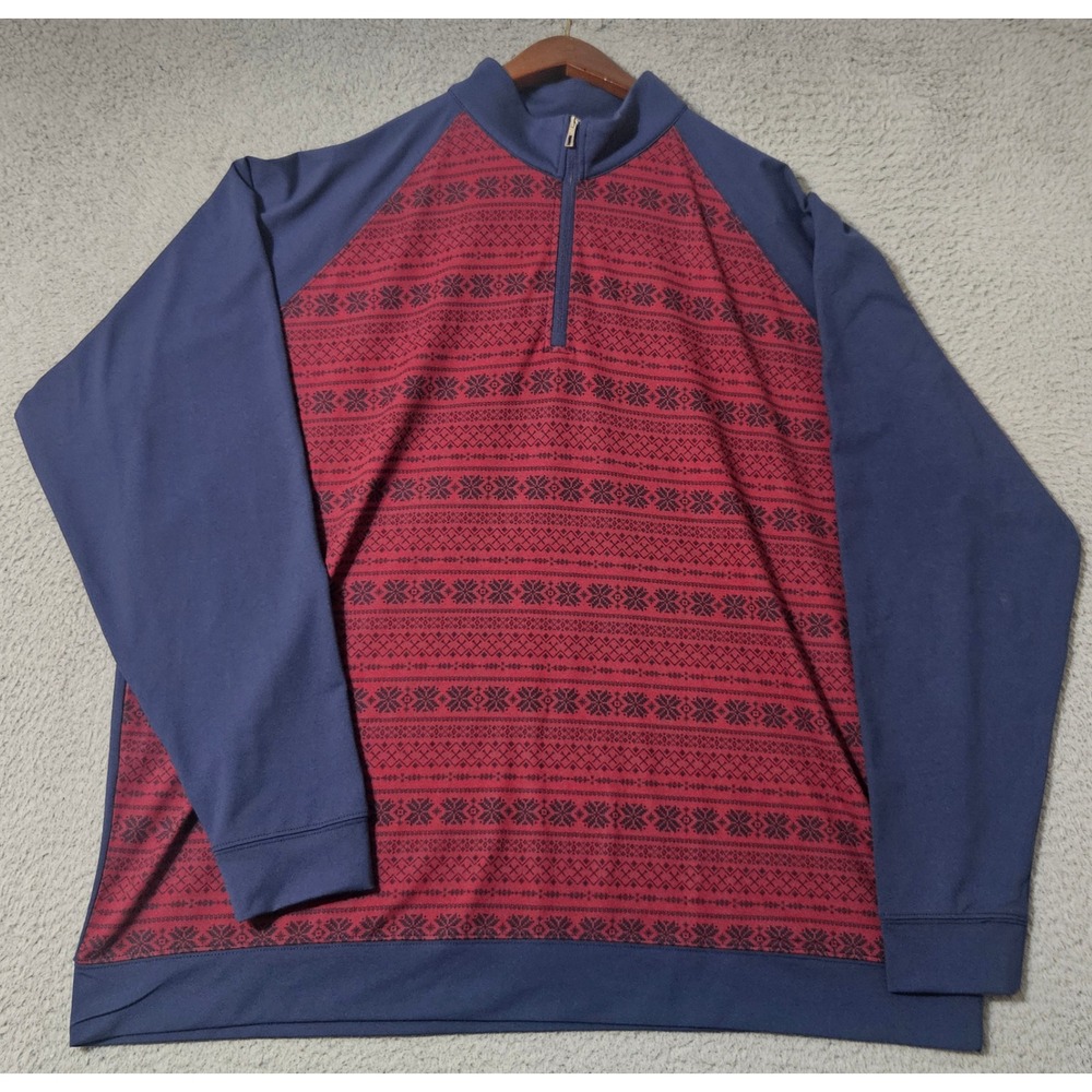 Holderness Bourne Robinson Pullover‎ Mens 2XL Blue Red 1/4 Zip Golf Fair Isle